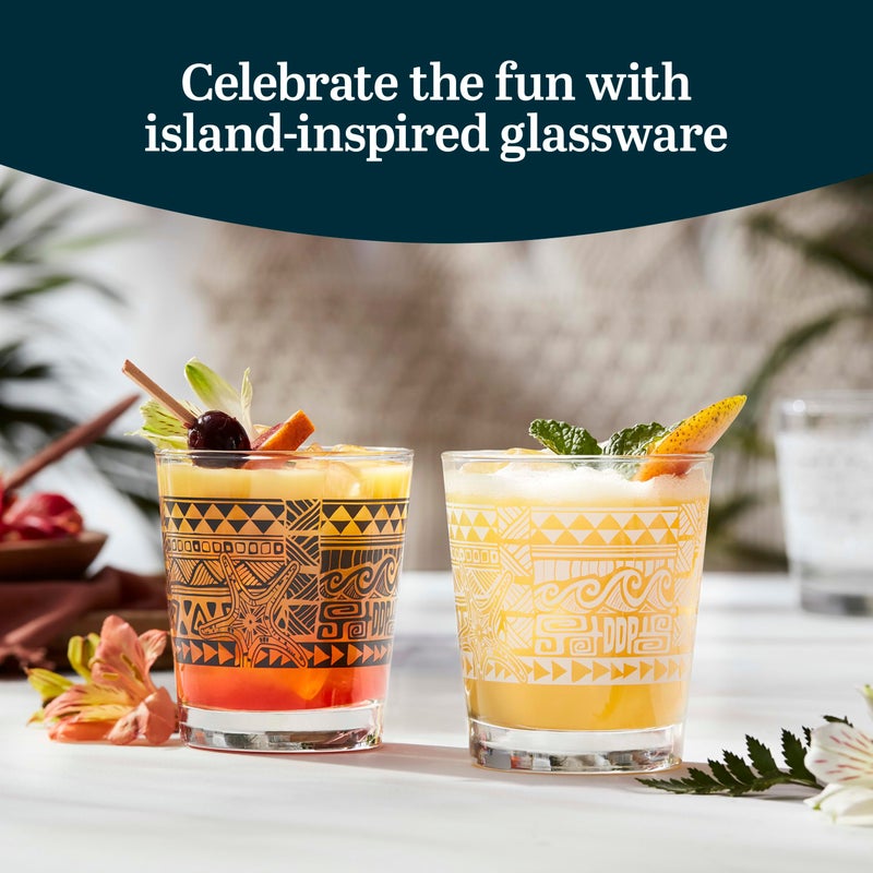 Libbey Tiki Rocks Glasses Set, Vintage-style Glassware Drinking Glasses Set of 4, Exotic, Dishwasher Safe Glasses for Backyard Luau or Pool Party - Image 4